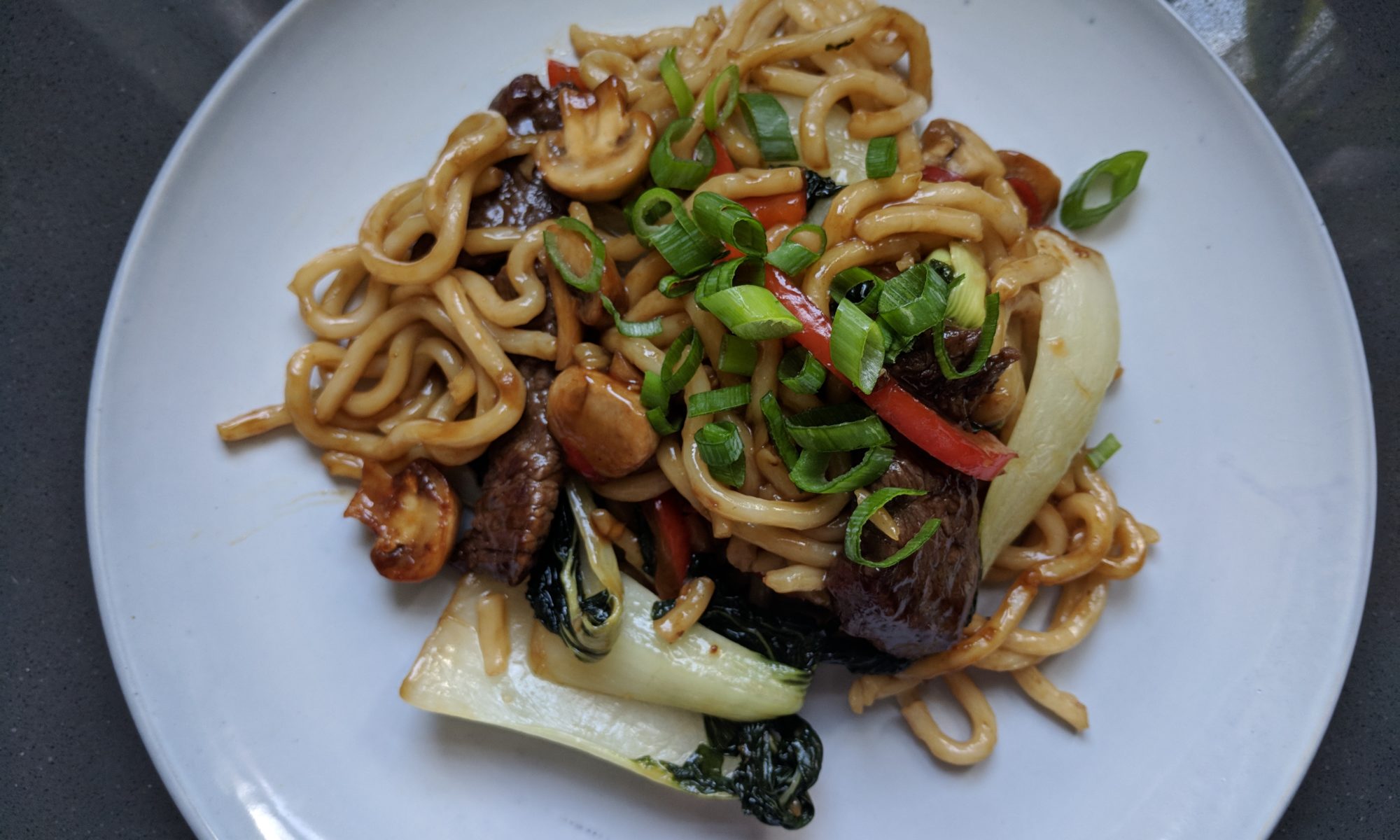 Beef teriyaki rundvlees met Japanse udon noedels noodles