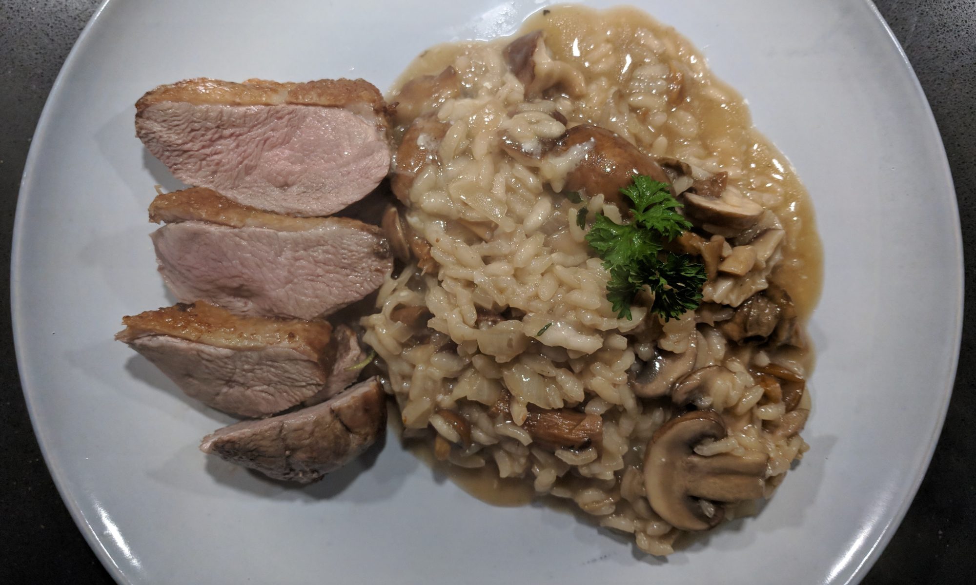 Risotto eend paddestoelen