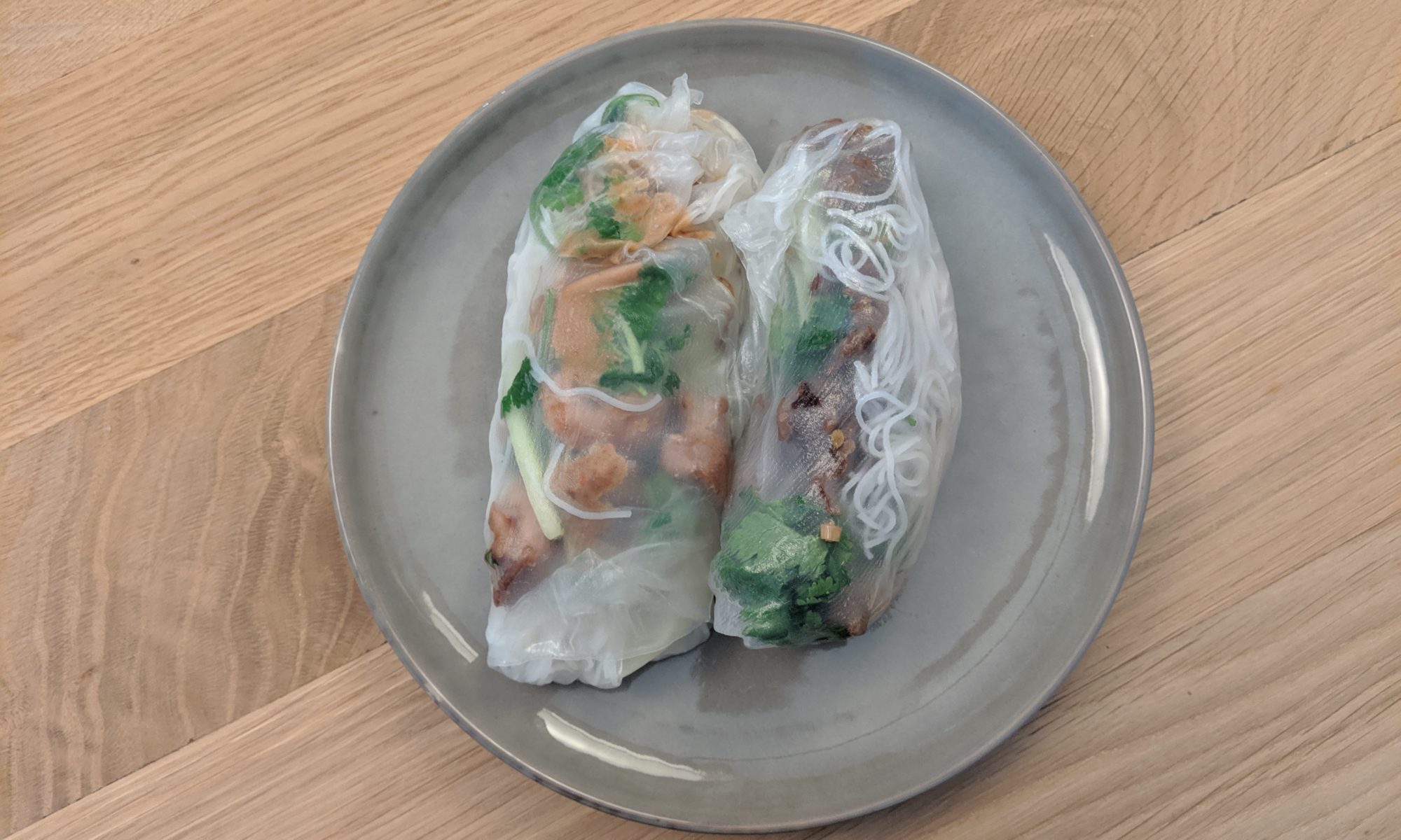 Vietnamese springrolls rijstvel met dipsaus kip en rundvlees